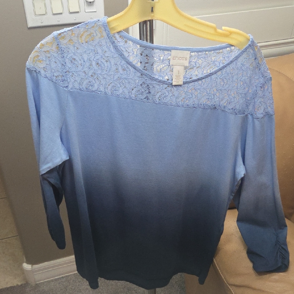 Chico's Blue Ombre Lace Blouse